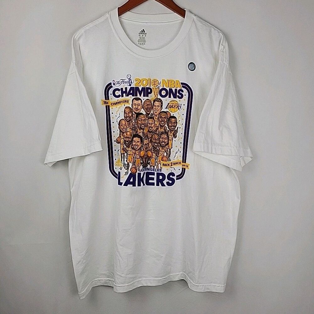 Adidas 2010 Los Angeles Lakers Back 2 Back World Champions TShirt Mens 2XL Kobe